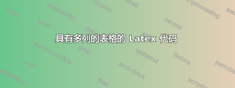 具有多列的表格的 Latex 代码