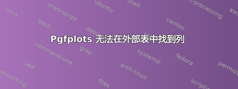 Pgfplots 无法在外部表中找到列