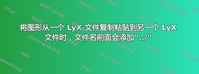 将图形从一个 LyX 文件复制粘贴到另一个 LyX 文件时，文件名前面会添加“../”