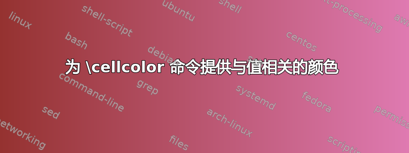 为 \cellcolor 命令提供与值相关的颜色