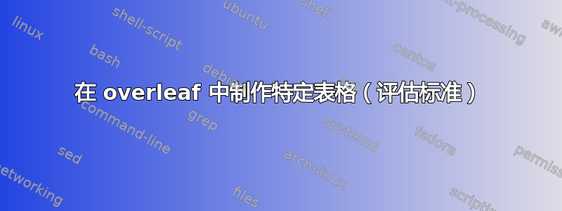 在 overleaf 中制作特定表格（评估标准）