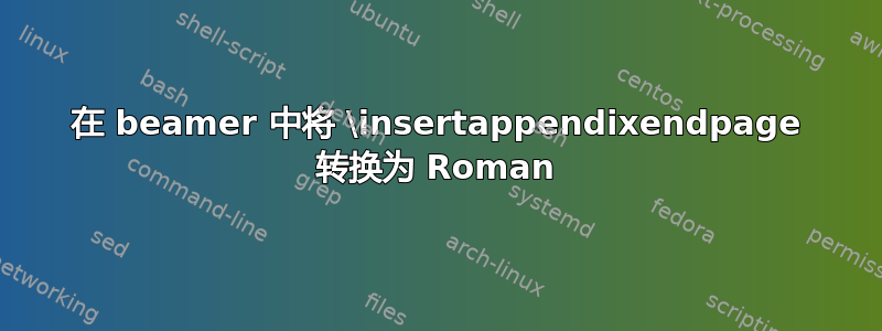 在 beamer 中将 \insertappendixendpage 转换为 Roman