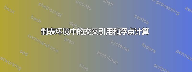 制表环境中的交叉引用和浮点计算