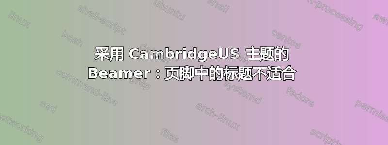 采用 CambridgeUS 主题的 Beamer：页脚中的标题不适合