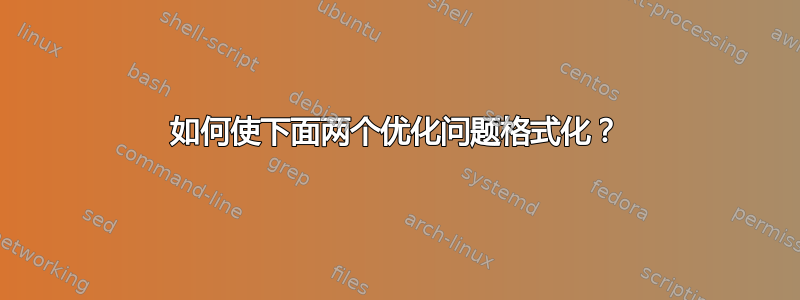 如何使下面两个优化问题格式化？