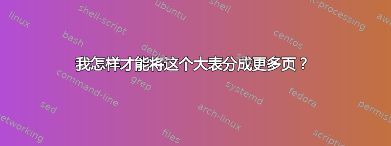 我怎样才能将这个大表分成更多页？