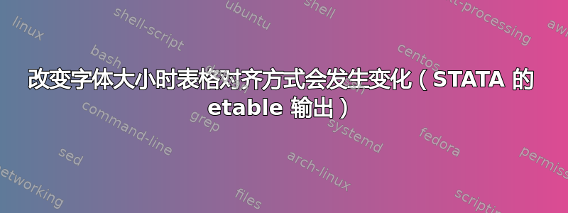 改变字体大小时表格对齐方式会发生变化（STATA 的 etable 输出）