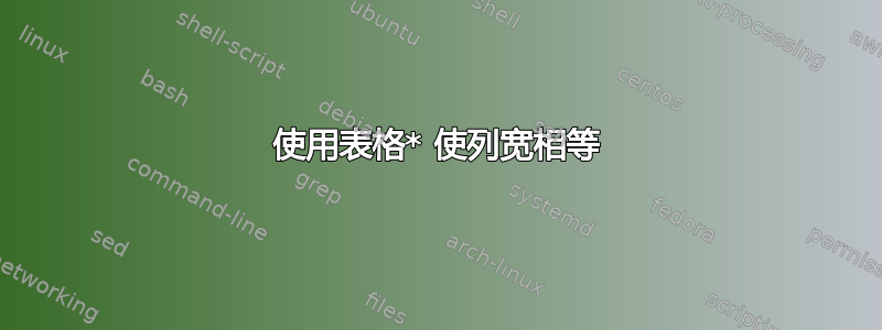 使用表格* 使列宽相等