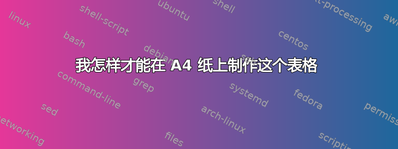 我怎样才能在 A4 纸上制作这个表格