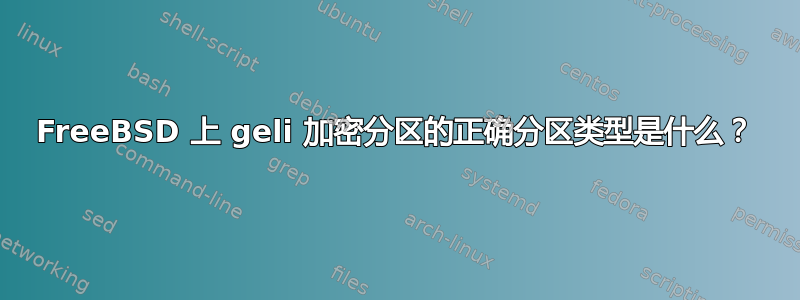 FreeBSD 上 geli 加密分区的正确分区类型是什么？