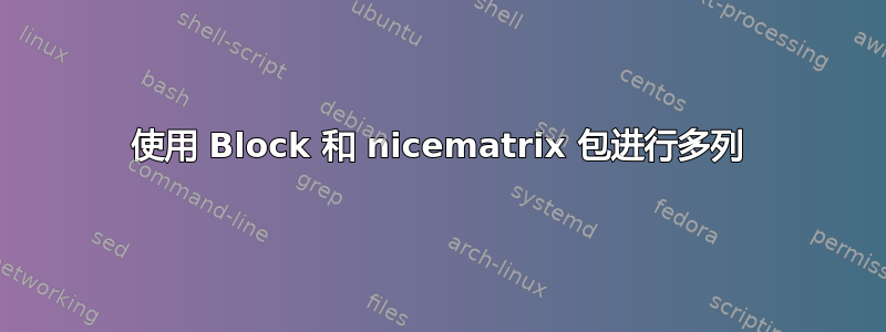 使用 Block 和 nicematrix 包进行多列