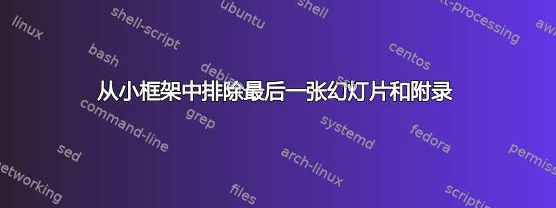 从小框架中排除最后一张幻灯片和附录