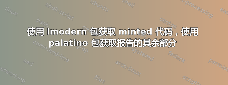 使用 lmodern 包获取 minted 代码，使用 palatino 包获取报告的其余部分