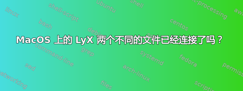 MacOS 上的 LyX 两个不同的文件已经连接了吗？