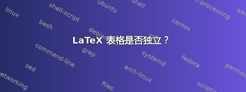 LaTeX 表格是否独立？