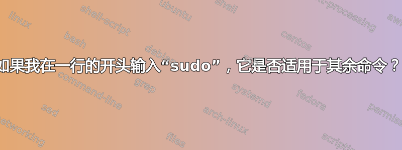 如果我在一行的开头输入“sudo”，它是否适用于其余命令？