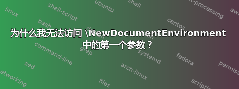 为什么我无法访问 \NewDocumentEnvironment 中的第一个参数？