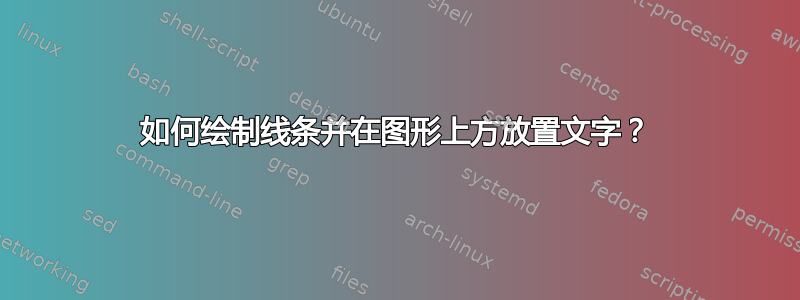 如何绘制线条并在图形上方放置文字？