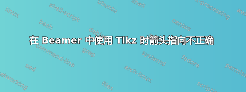 在 Beamer 中使用 Tikz 时箭头指向不正确