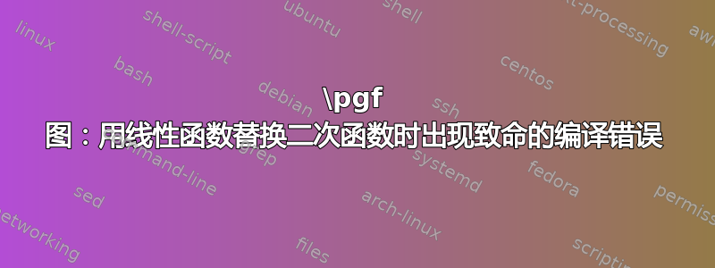 \pgf 图：用线性函数替换二次函数时出现致命的编译错误