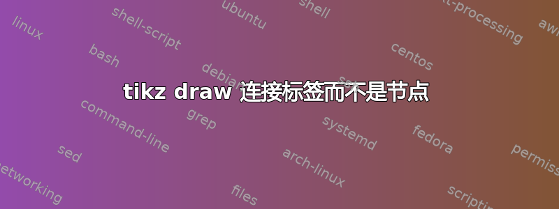 tikz draw 连接标签而不是节点