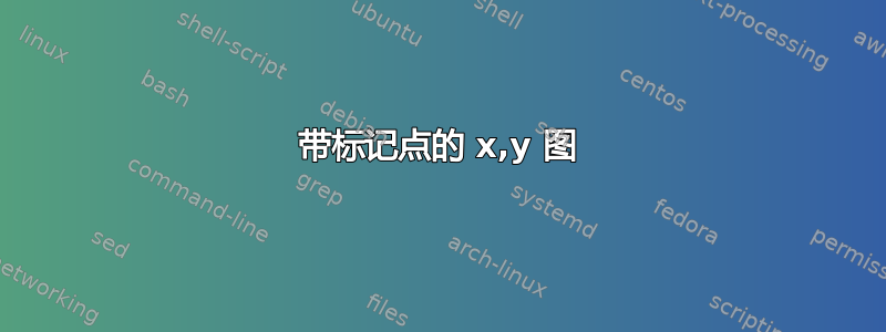 带标记点的 x,y 图