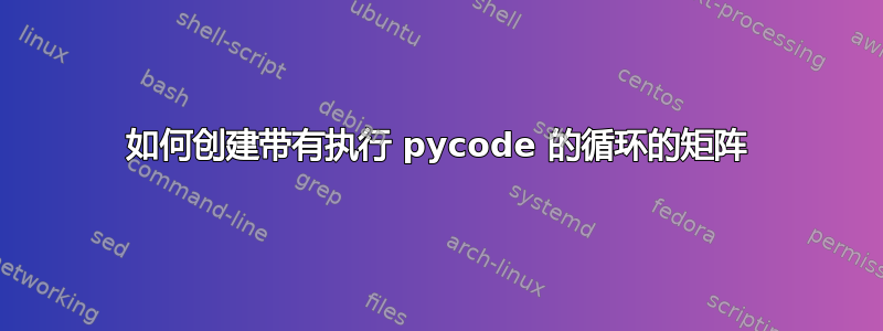 如何创建带有执行 pycode 的循环的矩阵