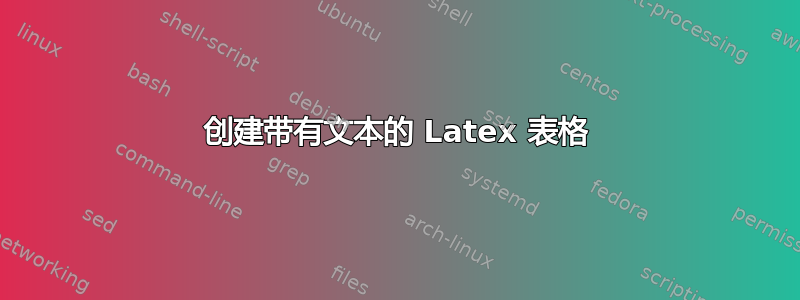 创建带有文本的 Latex 表格