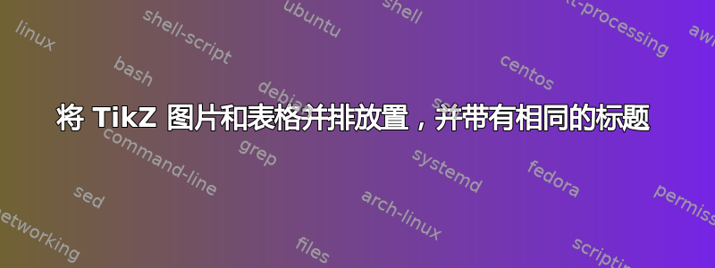 将 TikZ 图片和表格并排放置，并带有相同的标题