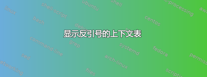 显示反引号的上下文表