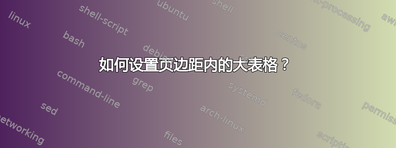 如何设置页边距内的大表格？