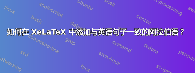 如何在 XeLaTeX 中添加与英语句子一致的阿拉伯语？