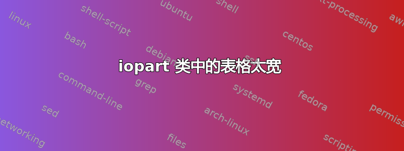 iopart 类中的表格太宽