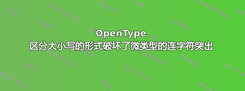 OpenType 区分大小写的形式破坏了微类型的连字符突出