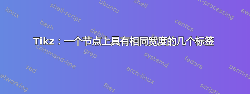 Tikz：一个节点上具有相同宽度的几个标签