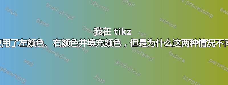 我在 tikz 中使用了左颜色、右颜色并填充颜色，但是为什么这两种情况不同？