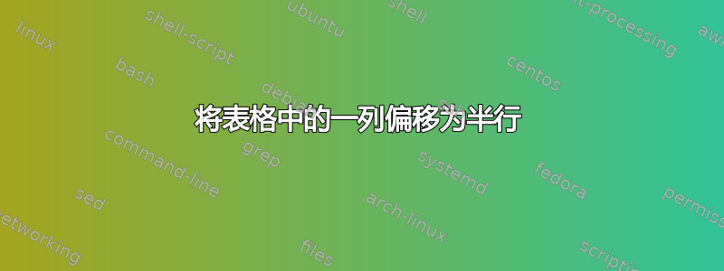 将表格中的一列偏移为半行