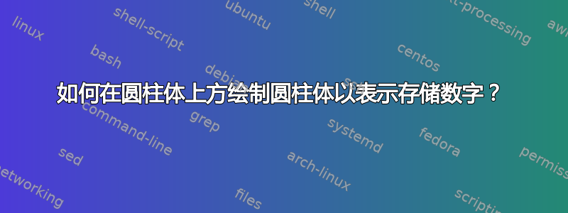 如何在圆柱体上方绘制圆柱体以表示存储数字？