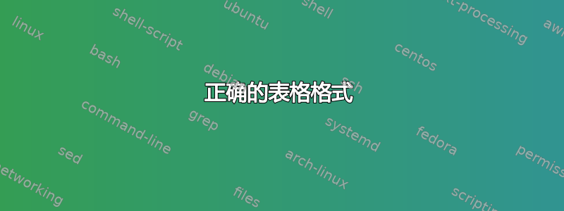 正确的表格格式