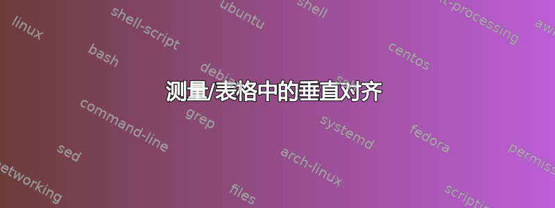 测量/表格中的垂直对齐