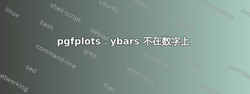 pgfplots：ybars 不在数字上