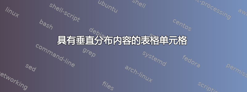 具有垂直分布内容的表格单元格