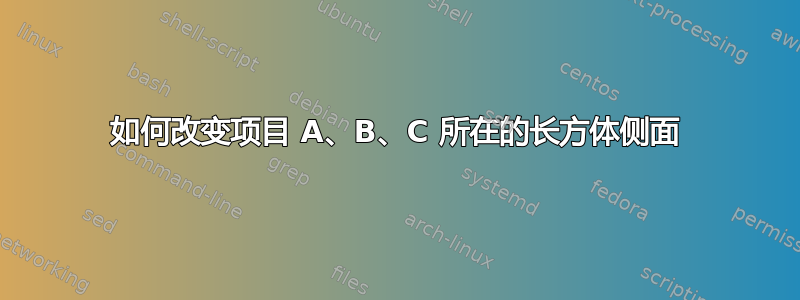 如何改变项目 A、B、C 所在的长方体侧面