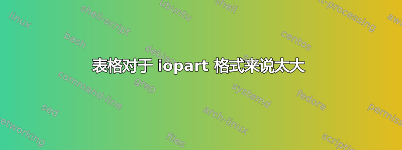 表格对于 iopart 格式来说太大