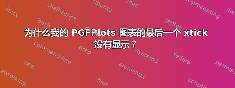 为什么我的 PGFPlots 图表的最后一个 xtick 没有显示？