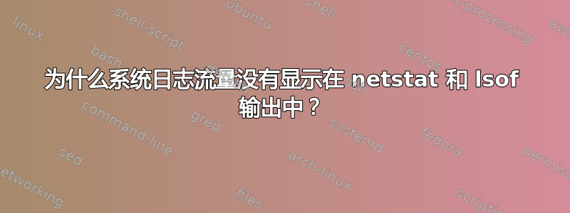 为什么系统日志流量没有显示在 netstat 和 lsof 输出中？