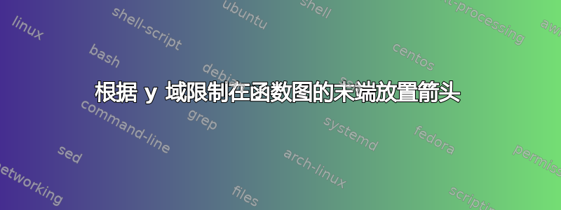 根据 y 域限制在函数图的末端放置箭头