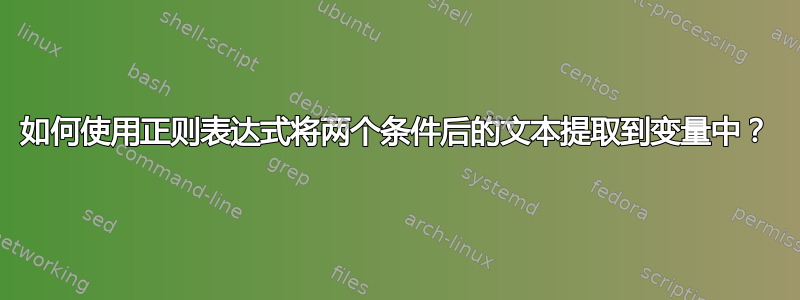 如何使用正则表达式将两个条件后的文本提取到变量中？