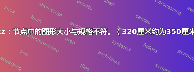 Tikz：节点中的图形大小与规格不符。（320厘米约为350厘米）