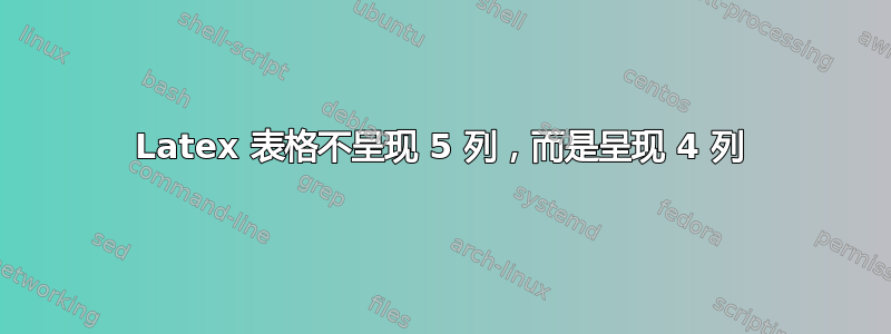 Latex 表格不呈现 5 列，而是呈现 4 列